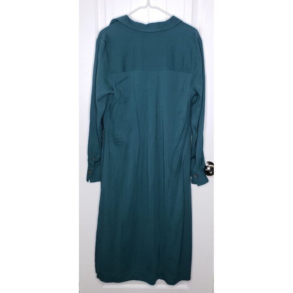 Boden Long Sleeve Maxi Dress Womens 12 R Green Collared Pullover Pocket *No Tie* - Picture 7 of 16